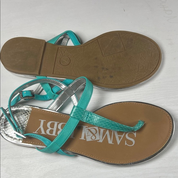 Sam & Libby Aqua and Silver Sandals - Picture 2 of 2